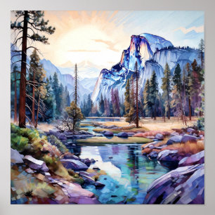 Yosemite National Park Art Skriv ut Poster