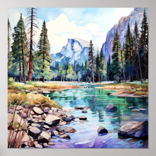Yosemite National Park Art Skriv ut Poster