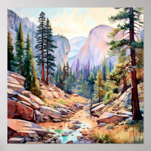 Yosemite National Park Art Skriv ut Poster