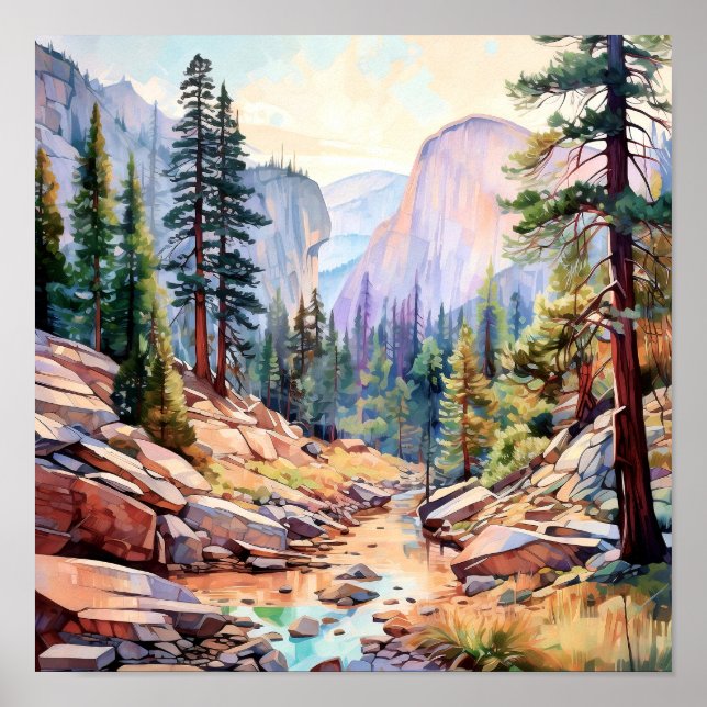 Yosemite National Park Art Skriv ut Poster (Framsidan)