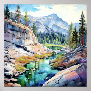 Yosemite National Park Art Skriv ut Poster