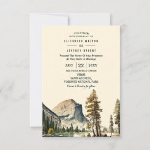 Yosemite National Park Bröllop Ca US Inbjudningar