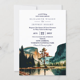 Yosemite National Park Bröllop Ca US Inbjudningar