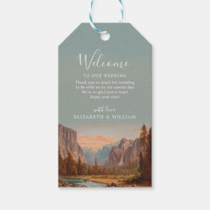 Yosemite National Park Bröllop Watercolor Vintage Presentetikett