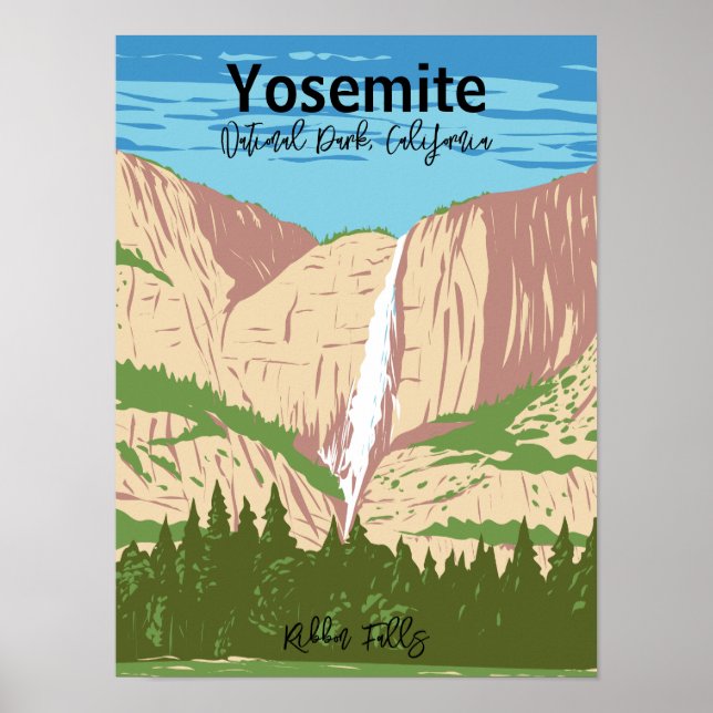 Yosemite National Park, CA | Ribbon Falls Poster (Framsidan)