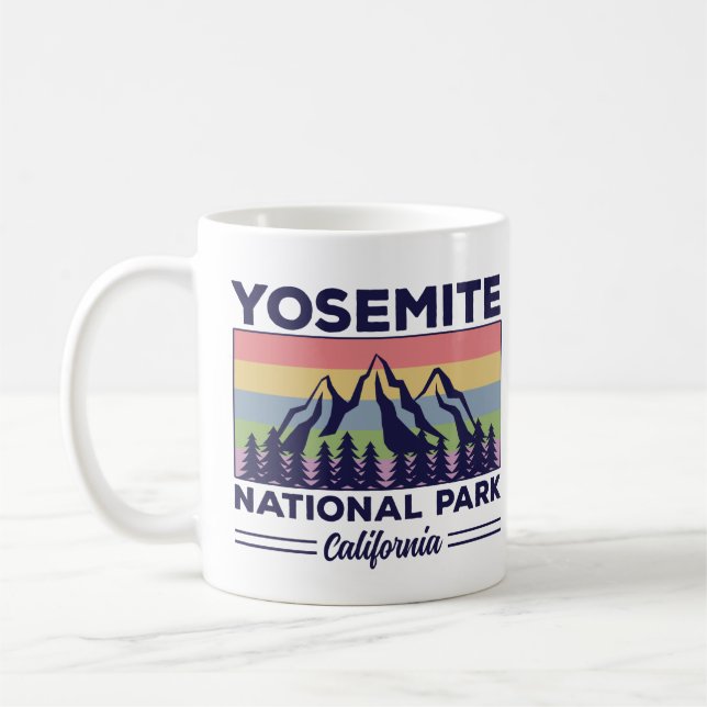 Yosemite National Park California Retro Hiking Kaffemugg (Vänster)