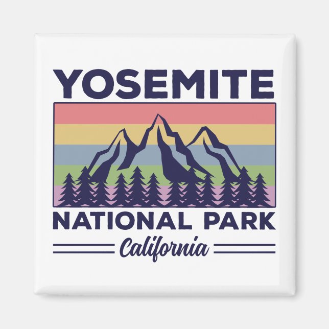 Yosemite National Park California Retro Hiking Magnet (Framsidan)