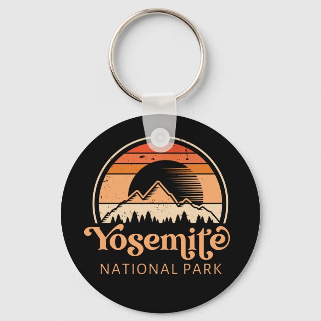 Yosemite National Park California Retro Vintage Nyckelring (Framsida)