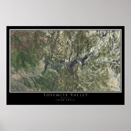 Yosemite National Park California Satellite Karta Poster