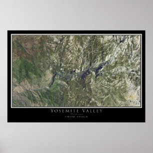 Yosemite National Park California Satellite Karta Poster