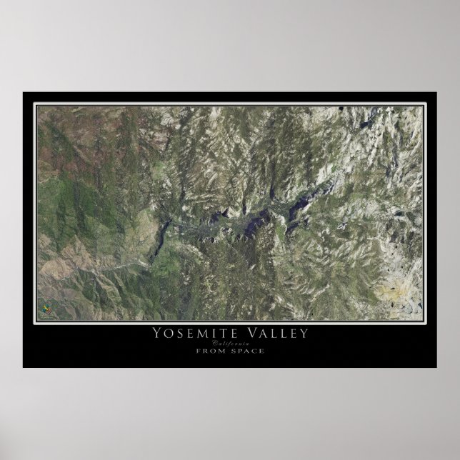 Yosemite National Park California Satellite Karta Poster (Framsidan)