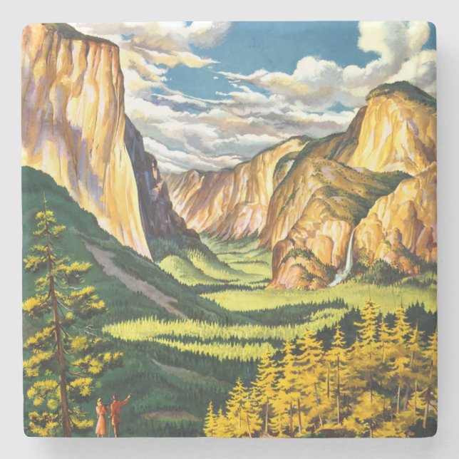 Yosemite National Park California Travel Art Underlägg Sten (Framsidan)