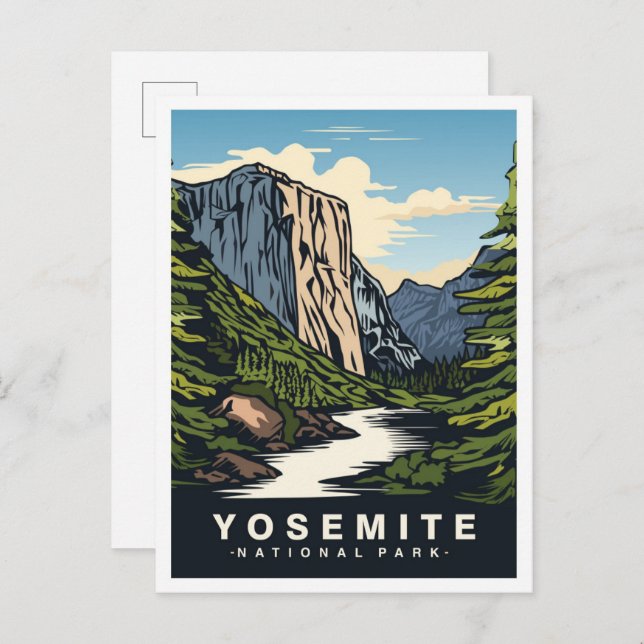 Yosemite National Park California USA Travel Vykort (Fram/baksida)