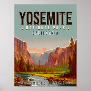 Yosemite National Park California Vintage 1960 Poster