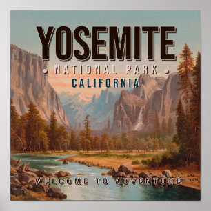 Yosemite National Park California Vintage 1980-tal Poster