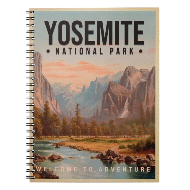 Yosemite National Park California Vintage Anteckningsbok (Framsidan)