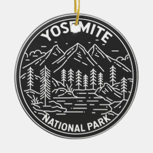 Yosemite National Park California Vintage Monoline Julgransprydnad Keramik