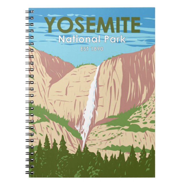 Yosemite National Park California Waterfall Anteckningsbok (Framsidan)