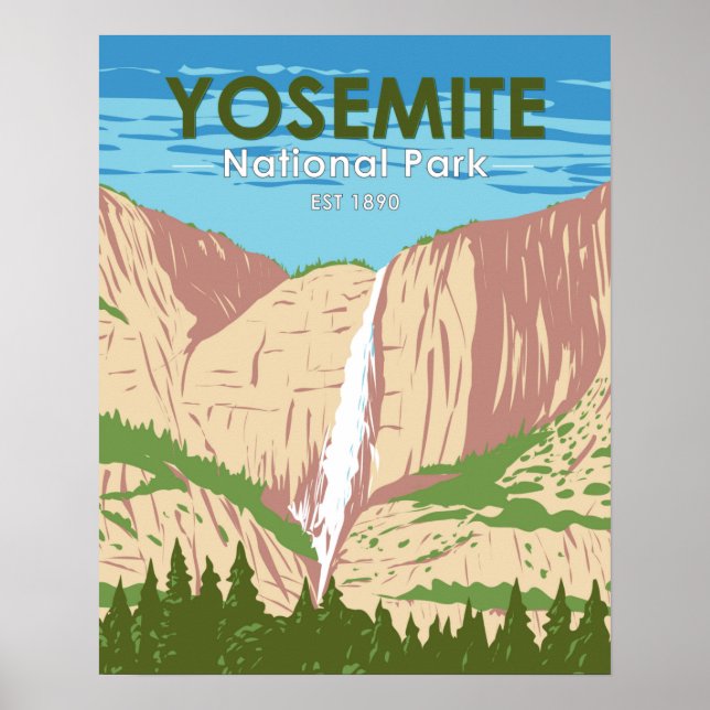 Yosemite National Park California Waterfall Poster (Framsidan)