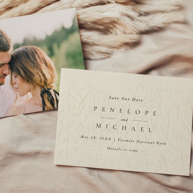 Yosemite National Park Destination Bröllopsfoto Spara Datumet (Yosemite National Park Destination Wedding Photo Save The Date)