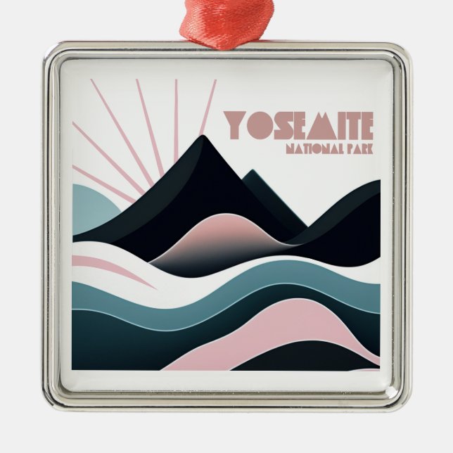 Yosemite National Park Färgade kullar Julgransprydnad Metall (Framsidan)