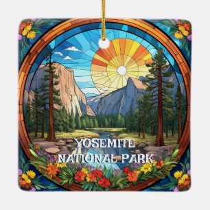 Yosemite National Park Faux Stached Glass Mosaic Julgransprydnad Keramik