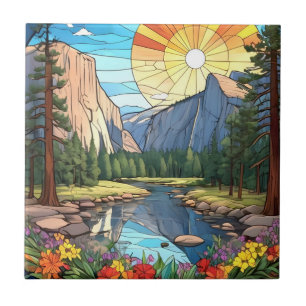 Yosemite National Park Faux Stached Glass Mosaic Kakelplatta