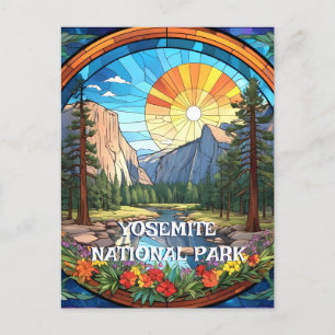 Yosemite National Park Faux Stached Glass Mosaic Vykort