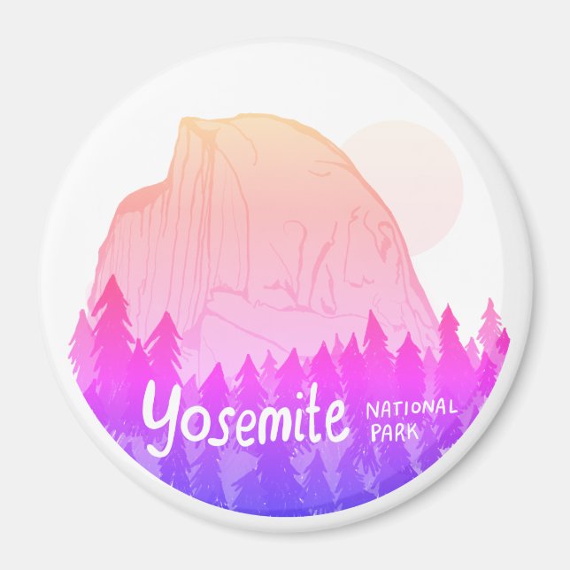 Yosemite National Park Hälften Dome Rosa Lila Magnet (Framsidan)