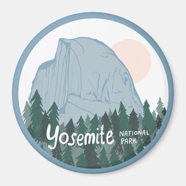 Yosemite National Park, halv Dome Blue Magnet (Framsidan)