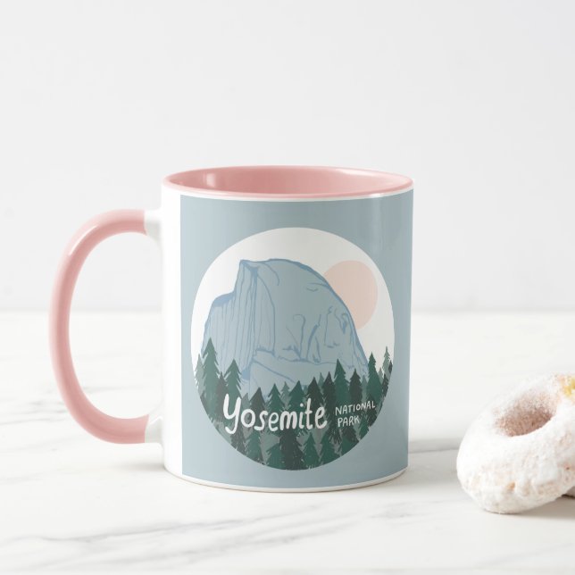 Yosemite National Park, halv Dome Blue Mugg (Med munk)