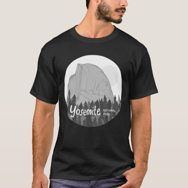 Yosemite National Park, halv Dome Grayscale T Shirt (Framsida)