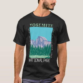 Yosemite National Park, halv Dome Retro Distress T Shirt