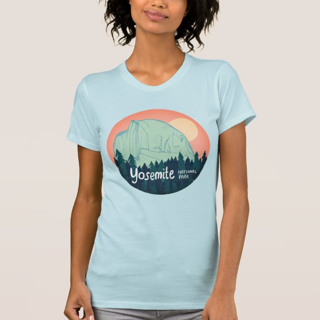 Yosemite National Park, halv Dome Sunset Rosa T Shirt (Framsida)