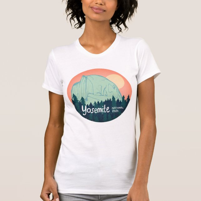 Yosemite National Park, halv Dome Sunset Rosa T Shirt (Framsida)