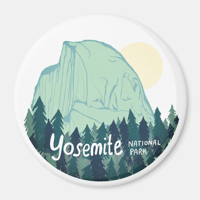 Yosemite National Park, halv Dome Teal Grönt Magnet (Framsidan)