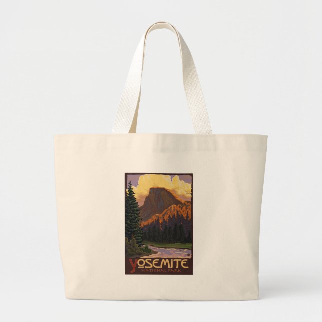 Yosemite National Park - halv Dome Travel Poster Jumbo Tygkasse (Framsidan)