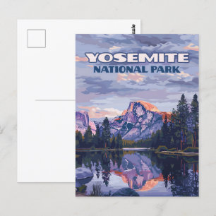 Yosemite National Park Halva Dome California Sunse Vykort