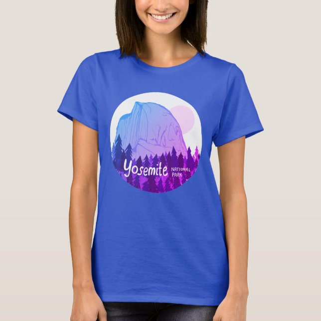 Yosemite National Park Halva Dome Lila BLue T Shirt (Framsida)