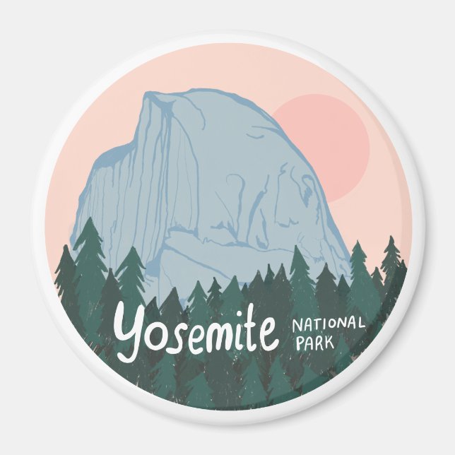 Yosemite National Park Halva Dome Rosa Magnet (Framsidan)