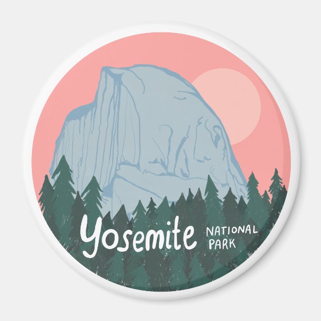 Yosemite National Park Halva Dome Rosa Magnet (Framsidan)