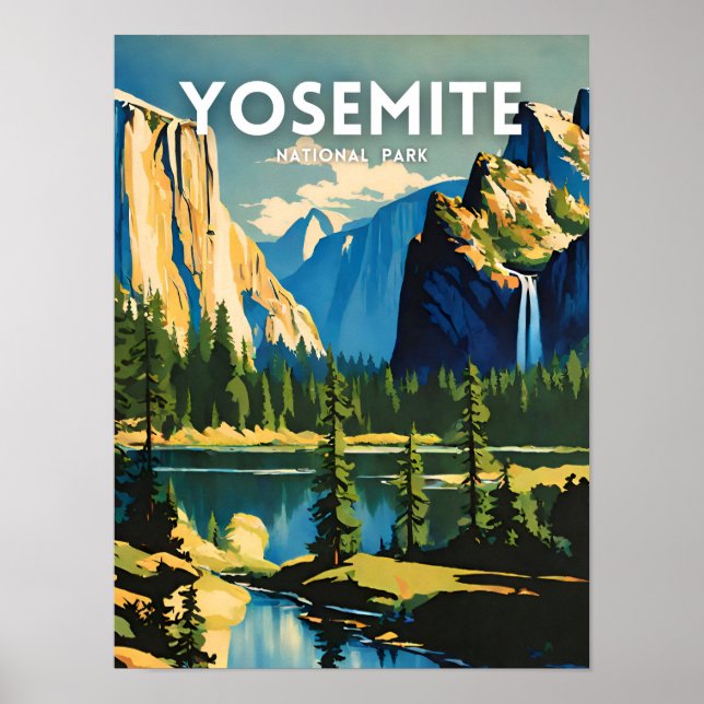 Yosemite National Park illustration retro Aestheti Poster (Framsidan)