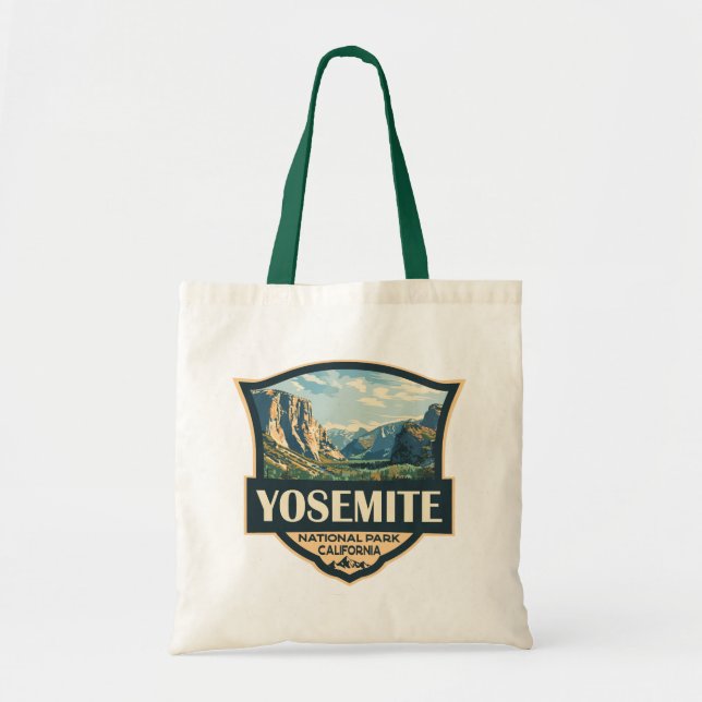 Yosemite National Park Illustration Retro Badge Tygkasse (Framsidan)