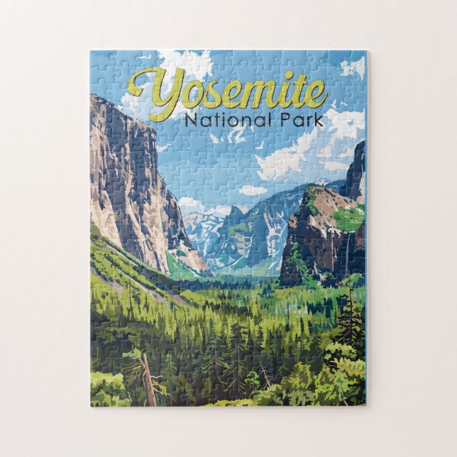 Yosemite National Park Illustration Travel Art Pussel (Vertikal)