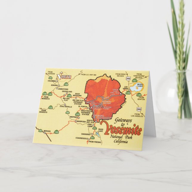 Yosemite National Park, Kalifornien Kort (Framsida)