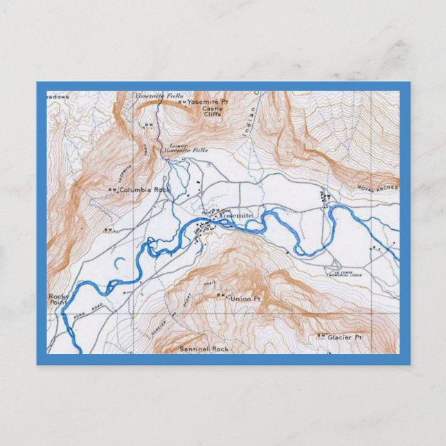 Yosemite National Park Kartor Postkort Vykort (Framsida)