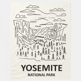 Yosemite National Park Line Art Fleecefilt