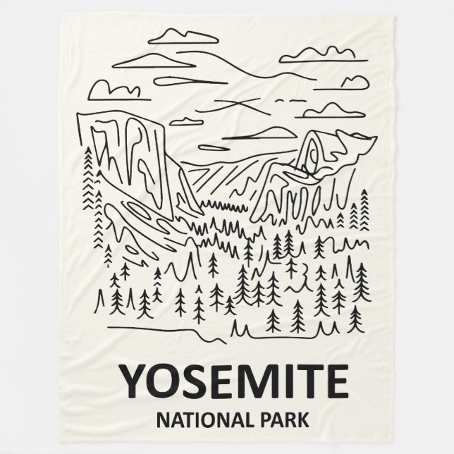 Yosemite National Park Line Art Fleecefilt (Framsidan)