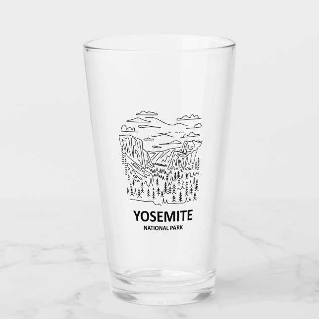 Yosemite National Park Line Art Glaskopp (Framsida)