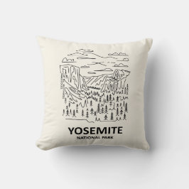 Yosemite National Park Line Art Kudde